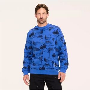 Woolrich x Target Toile Print Pullover Sweatshirt Blue Crewneck Medium